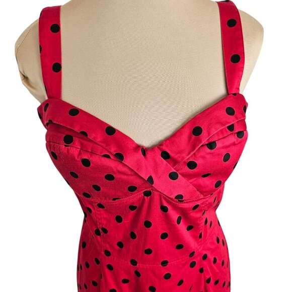 Deadly Dames Polka Dot Red Black Dress Sz M - Picture 2 of 11